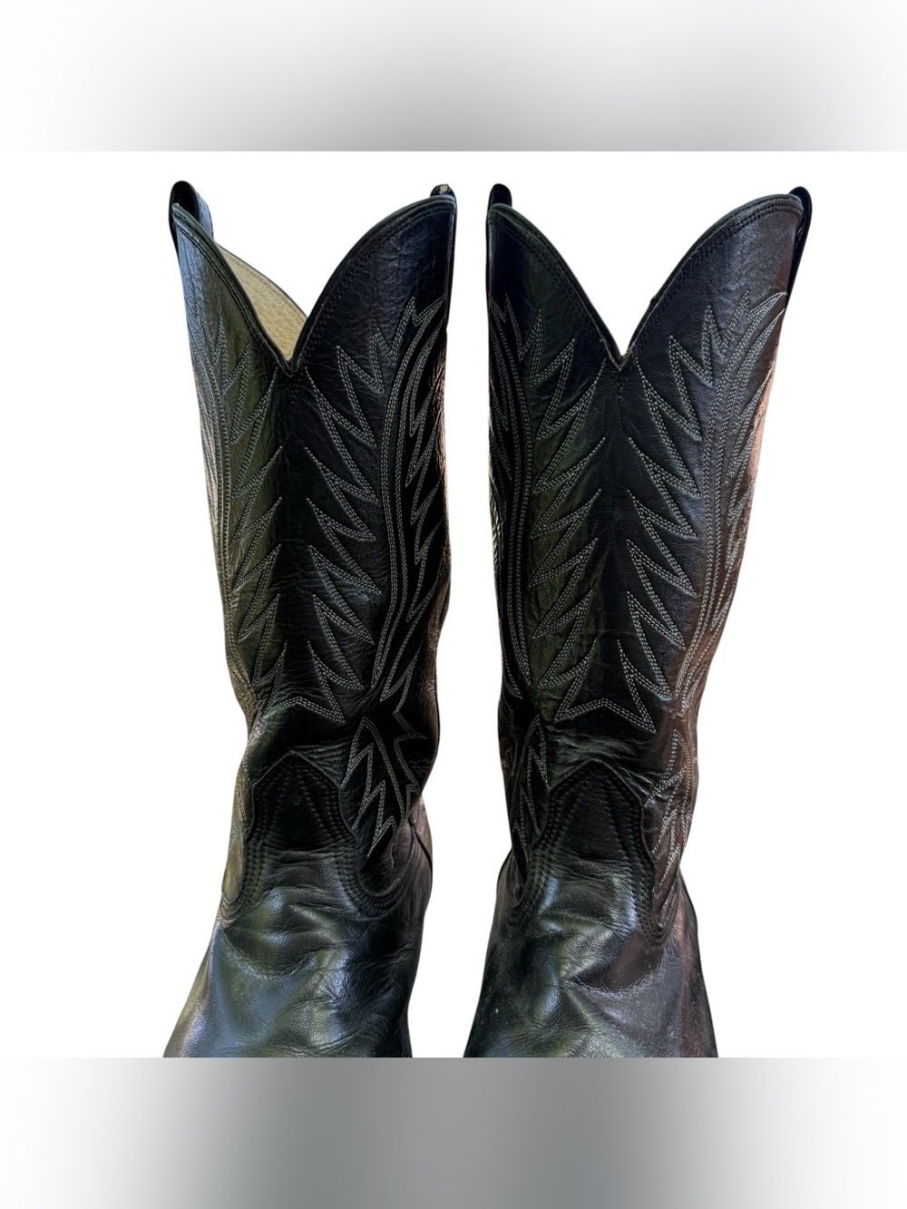 Nocona Mens Black Leather Cowboy Boots Size 13 E Western - Picture 5 of 16